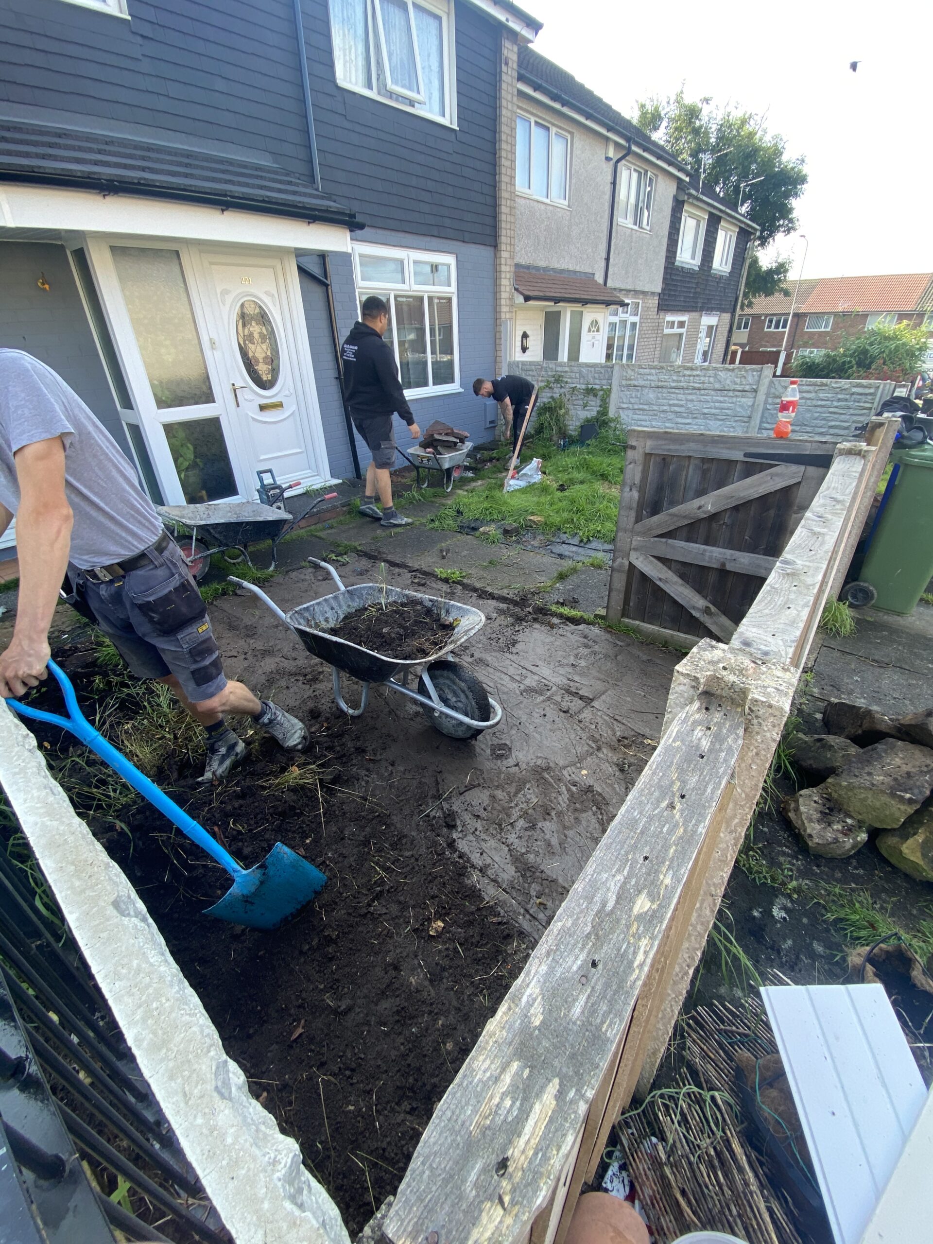 Full dig-out underway for resin front garden transformation in Hattersley, Hyde
