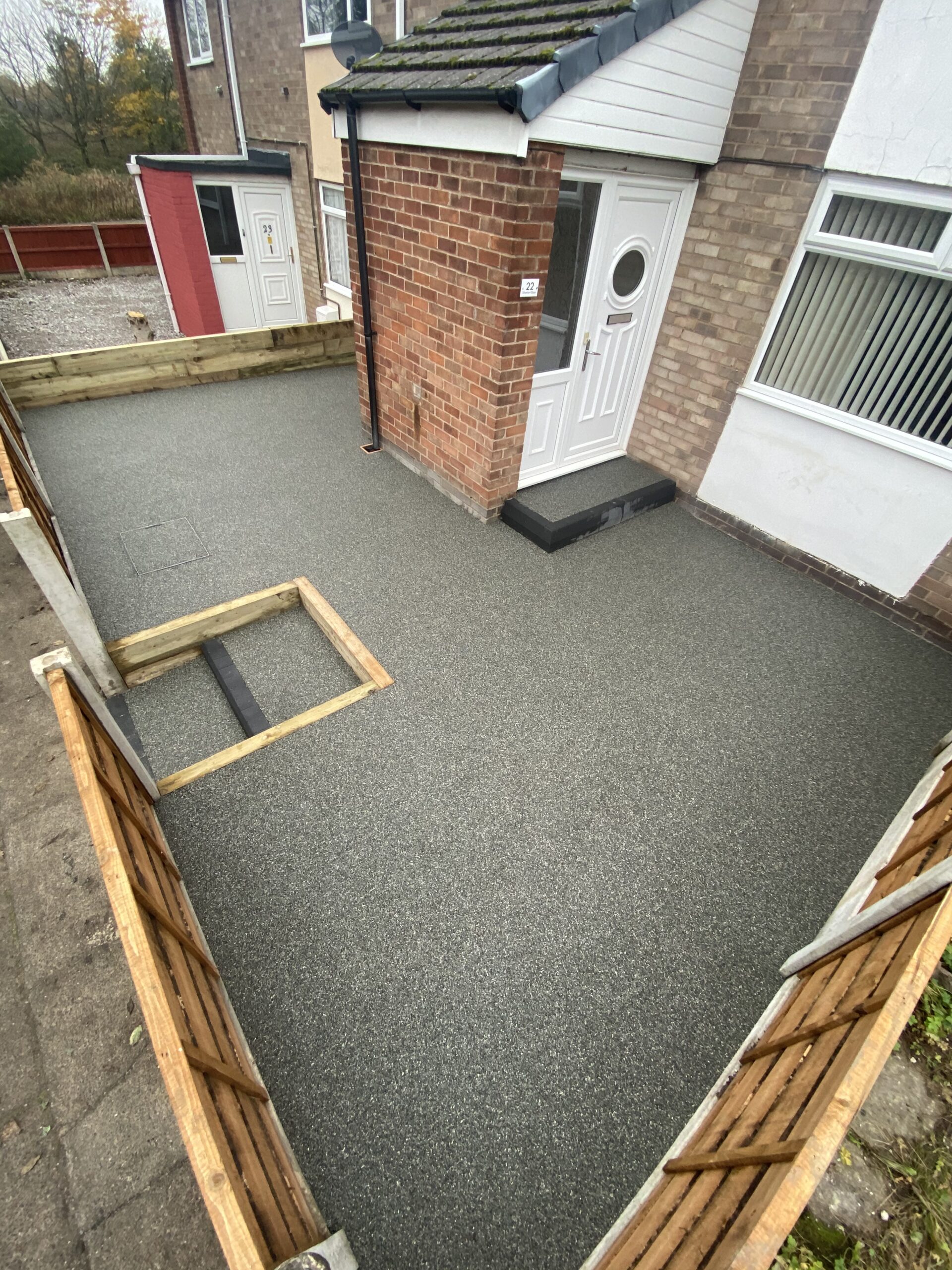 Slate Grey resin front garden transformation in Hattersley, Hyde with new fencing