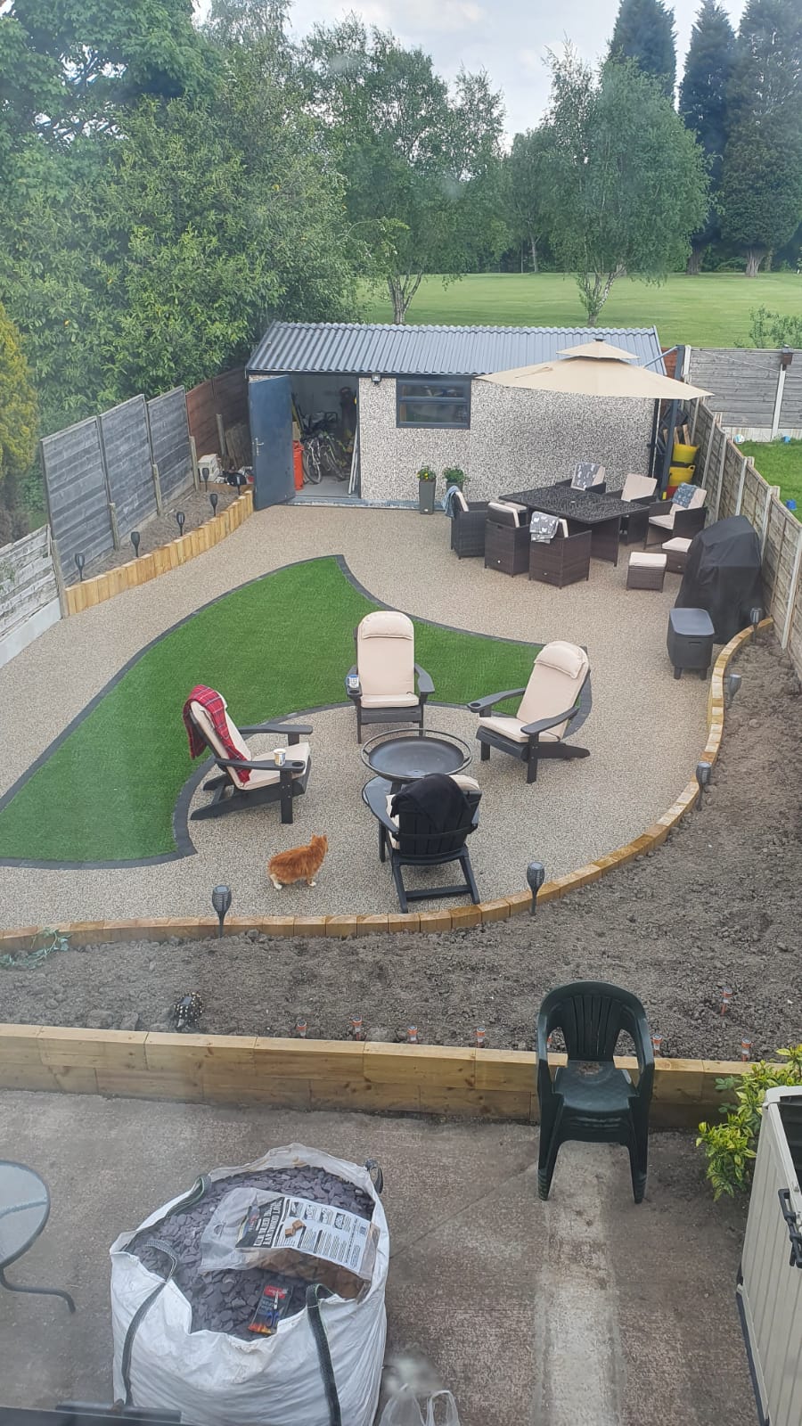 Finished 42m² Aurora resin patio and artificial grass garden transformation in Heaton Chapel, Stockport