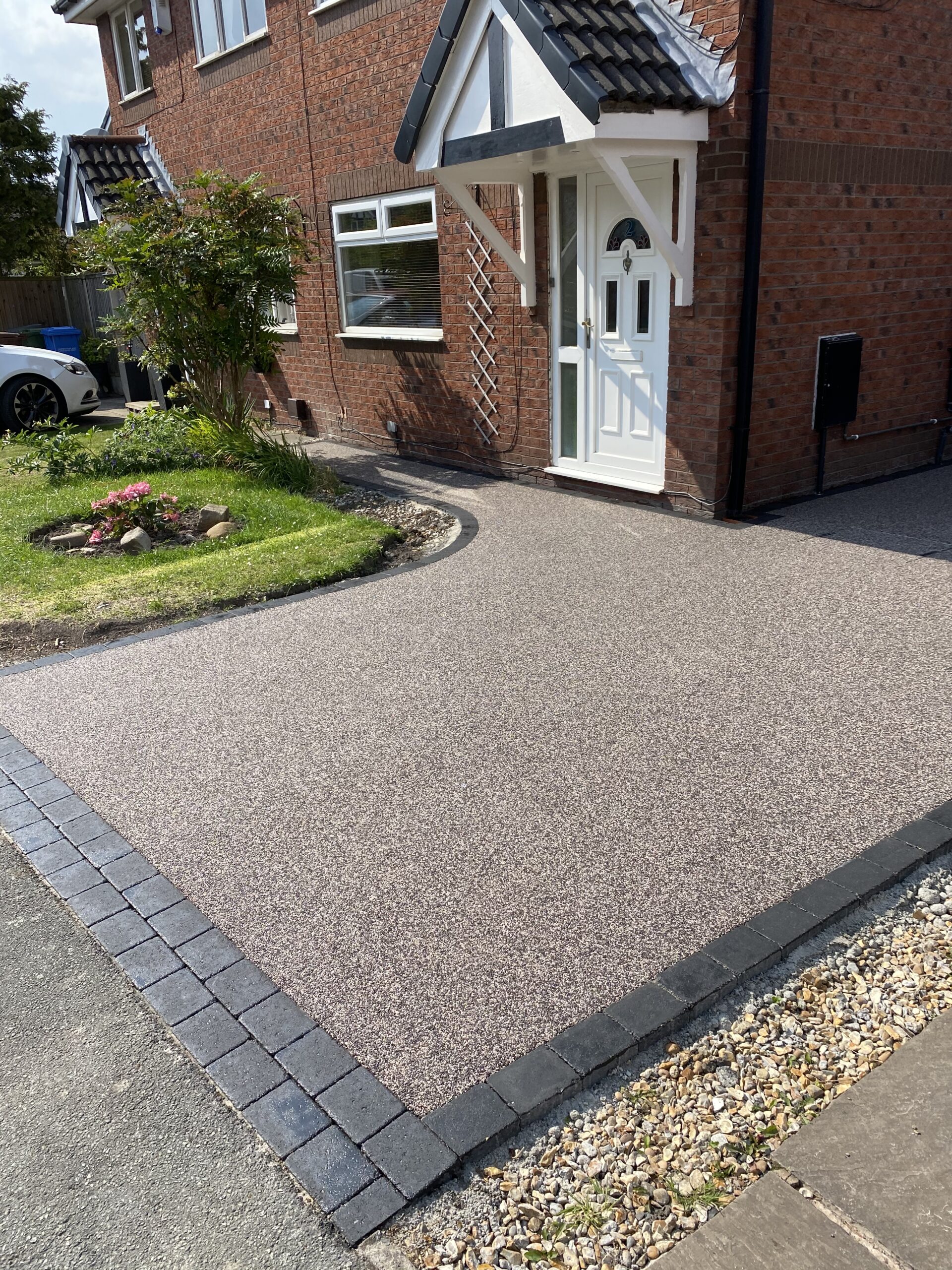 Heather resin driveway project in Droylsden following a full rip-out