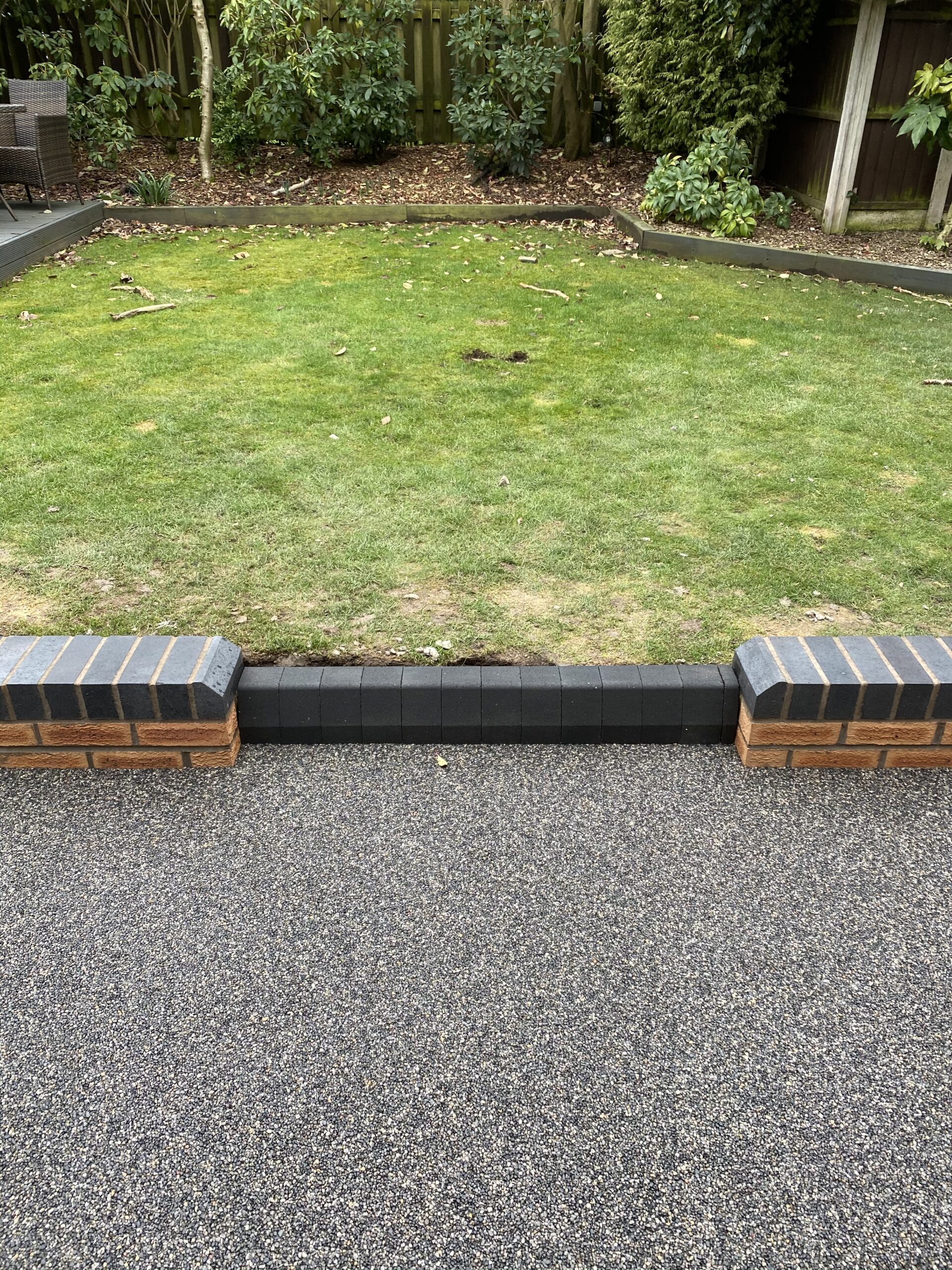 Resin patio and new brick wall project in Warrington