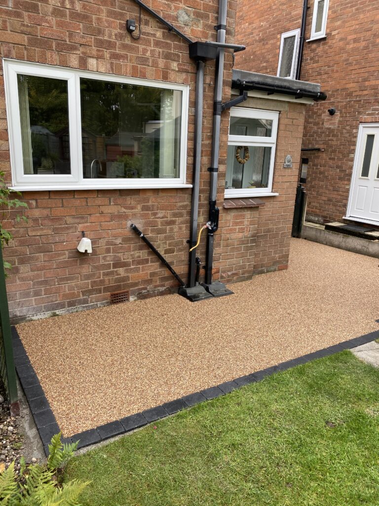 Wilmslow resin patio and pathway full rip-out project using Sienna resin
