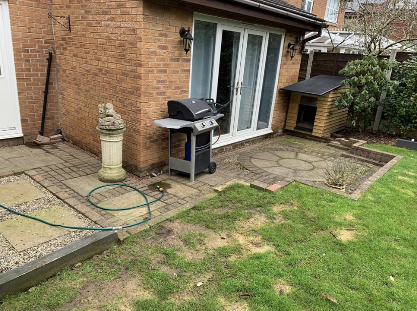 Approximately 20m² resin patio with brick walling in Warrington