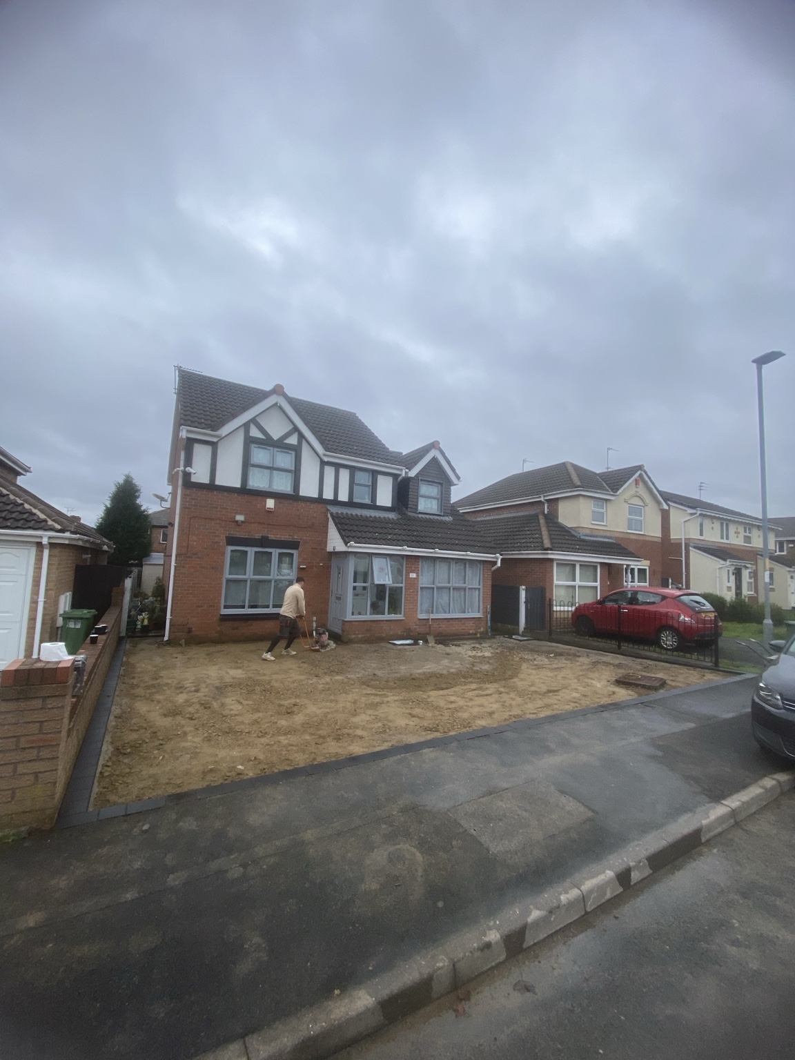 Driveway fully excavated during a 45m² Eclipse resin installation in Ashton-under-Lyne